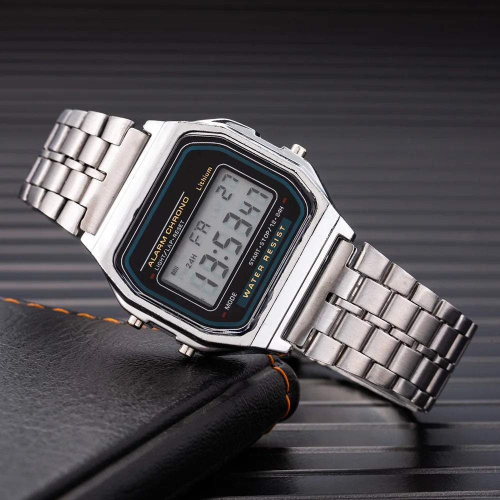 Elegant Digital Watch For Women Gold Silver