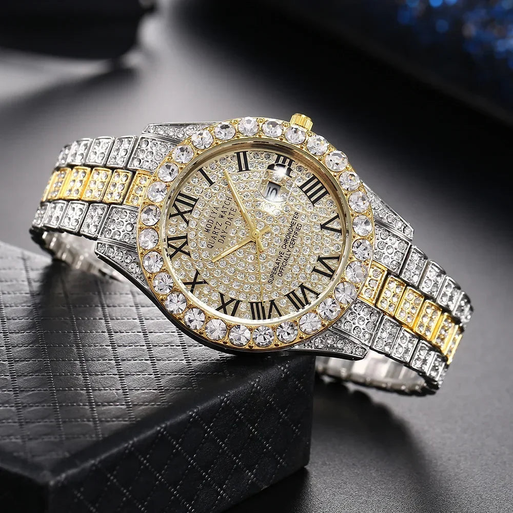 Diamond Bling Watch Men Gold