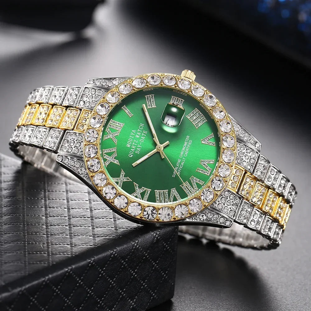 Diamond Bling Watch Men Gold