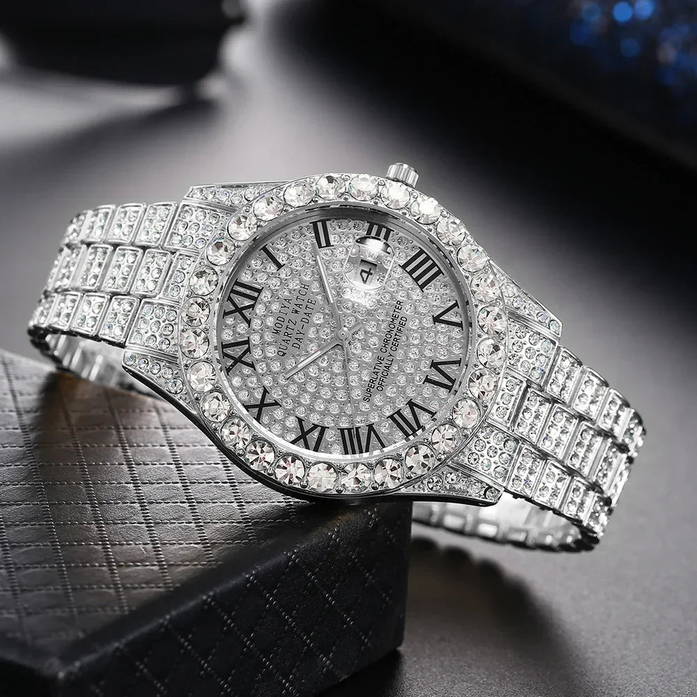 Diamond Bling Watch Men Gold